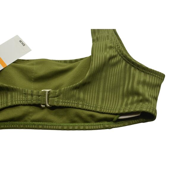 Salt + Cove Women's Square Neck Ribbed Bikini Top In Olive - Picture 4 of 5